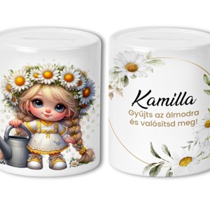 Névvel kérhető - Locsoló Százszorszép manó lány mintás persely - Meska.hu