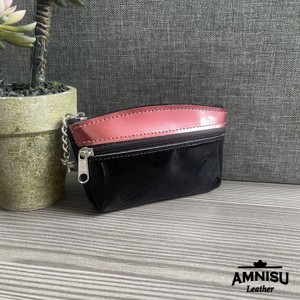 Fekete lakk - rosegold kettő cipzáras kulcstartó B8002 - táska & tok - kulcstartó & táskadísz - kulcstartó - Meska.hu