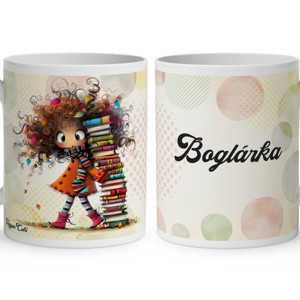 Névvel kérhető - A legaranyosabb őszi Könyvmoly lány mintás bögre - Meska.hu