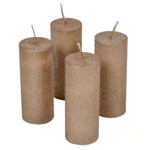 Rusztikus metál henger gyertya 40x100mm - homok szett, Kellékek & szerszámok, Vegyes alapanyag, Dekorációs gyertya, , MESKA