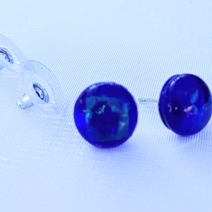 Kék üvegfülbevaló  - ékszer - fülbevaló - pötty fülbevaló - Meska.hu Kék üvegfülbevaló  - ékszer - fülbevaló - pötty fülbevaló - Meska.hu