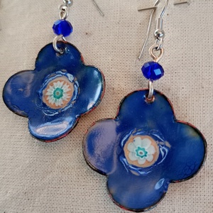 Kék fehér festett tűzzománc fülbevaló - ékszer - fülbevaló - lógó fülbevaló - Meska.hu Kék fehér festett tűzzománc fülbevaló - ékszer - fülbevaló - lógó fülbevaló - Meska.hu