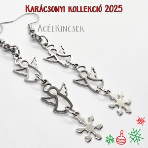 Hóangyal lógós acél fülbevaló ezüstszürke színben, Ékszer, Fülbevaló, Lógó fülbevaló, Ékszerkészítés, MESKA