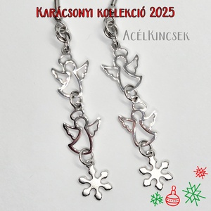Hóangyal lógós acél fülbevaló ezüstszürke színben - ékszer - fülbevaló - lógó fülbevaló - Meska.hu