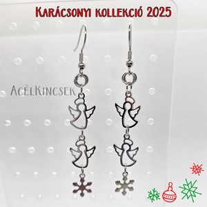Hóangyal lógós acél fülbevaló ezüstszürke színben - ékszer - fülbevaló - lógó fülbevaló - Meska.hu