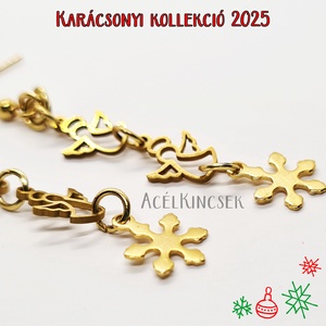 Hóangyal lógós acél fülbevaló arany színben - ékszer - fülbevaló - lógó fülbevaló - Meska.hu