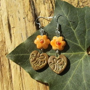 Méhecskés fülbevaló - ékszer - fülbevaló - lógó fülbevaló - Meska.hu