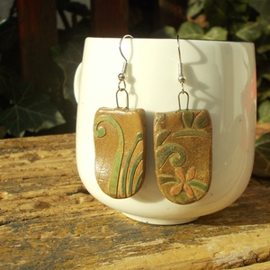 Antikolt fülbevaló, Ékszer, Fülbevaló, Lógó fülbevaló, Ékszerkészítés, Kerámia, MESKA