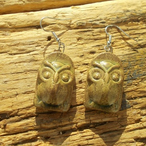 Antikolt fülbevaló bagollyal - ékszer - fülbevaló - lógó fülbevaló - Meska.hu
