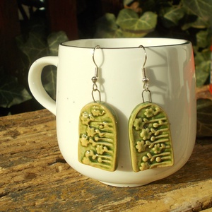 Antikolt zöld fülbevaló - ékszer - fülbevaló - lógó fülbevaló - Meska.hu