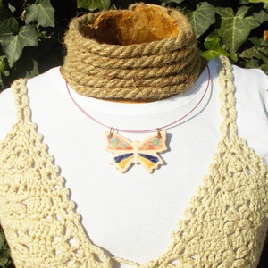 Pillangós nyaklánc, Ékszer, Nyaklánc, Medálos nyaklánc, Ékszerkészítés, Kerámia, MESKA