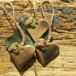 3 db mázas karácsonyfadísz , Karácsony, Karácsonyi lakásdekoráció, Karácsonyfadíszek, Kerámia, MESKA