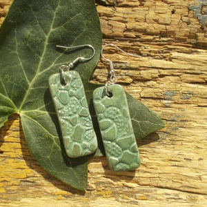 Antikolt zöld fülbevaló - ékszer - fülbevaló - lógó fülbevaló - Meska.hu