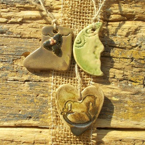 3 db mázas karácsonyfadísz , Karácsony, Karácsonyi lakásdekoráció, Karácsonyfadíszek, Kerámia, MESKA