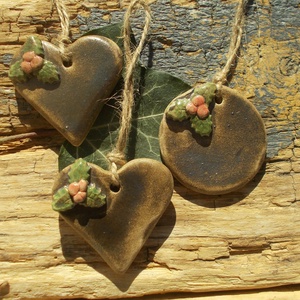 3 db mázas karácsonyfadísz , Karácsony, Karácsonyi lakásdekoráció, Karácsonyfadíszek, Kerámia, MESKA