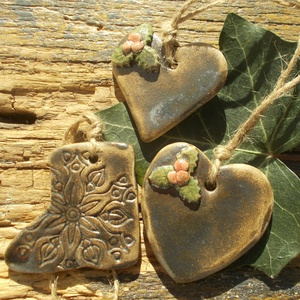 3 db mázas karácsonyfadísz  - karácsony - karácsonyi lakásdekoráció - karácsonyfadíszek - Meska.hu