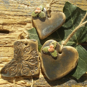 3 db mázas karácsonyfadísz , Karácsony, Karácsonyi lakásdekoráció, Karácsonyfadíszek, Kerámia, MESKA