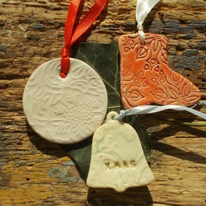 3 db mázas karácsonyfadísz  - karácsony - karácsonyi lakásdekoráció - karácsonyfadíszek - Meska.hu