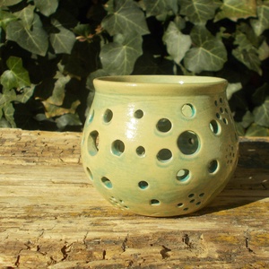 Türkiz színű  mécsestartó, Otthon & Életmód, Gyertya, illat, aroma, Mécses és mécsestartó, Agyagozás, MESKA