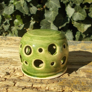 Antikolt zöld színű  mécsestartó - otthon & életmód - gyertya, illat, aroma - mécses és mécsestartó - Meska.hu