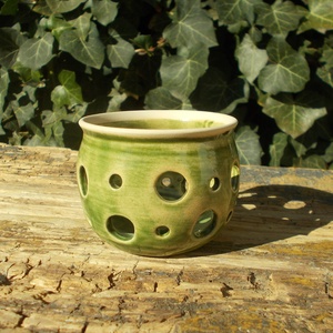 Antikolt zöld színű  mécsestartó - otthon & életmód - gyertya, illat, aroma - mécses és mécsestartó - Meska.hu