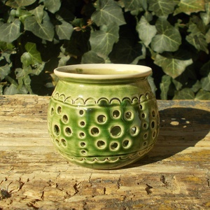 Zöld  színű  mécsestartó, Otthon & Életmód, Gyertya, illat, aroma, Mécses és mécsestartó, Agyagozás, MESKA