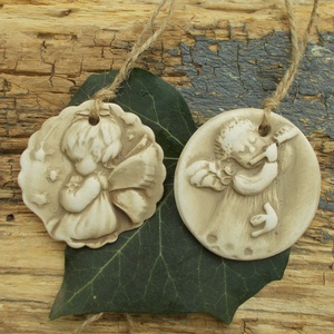 2 db Vintage karácsonyfadísz. , Karácsony, Karácsonyi lakásdekoráció, Karácsonyfadíszek, Kerámia, MESKA