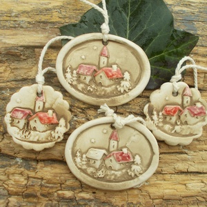 4 db Vintage karácsonyfadísz. , Karácsony, Karácsonyi lakásdekoráció, Karácsonyfadíszek, Kerámia, MESKA