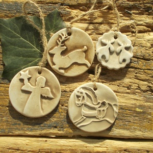 4 db Vintage karácsonyfadísz. , Karácsony, Karácsonyi lakásdekoráció, Karácsonyfadíszek, Kerámia, MESKA