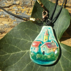 Virágos nyaklánc, Ékszer, Nyaklánc, Medálos nyaklánc, Ékszerkészítés, Kerámia, MESKA