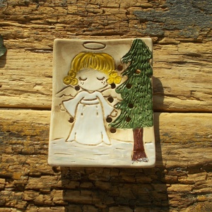 Angyalkás  szappantartó, Otthon & Életmód, Fürdőszoba, Szappantartó, Kerámia, MESKA