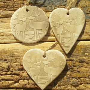 3 db Vintage akasztható dísz. , Karácsony, Karácsonyi lakásdekoráció, Karácsonyfadíszek, Kerámia, MESKA