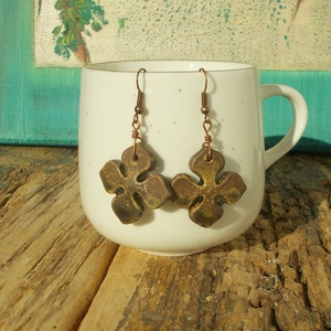 Antikolt zöld fülbevaló, Ékszer, Fülbevaló, Lógó fülbevaló, Ékszerkészítés, Kerámia, MESKA