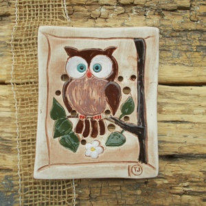 Baglyos szappantartó - Meska.hu