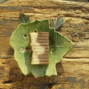 Szappantartó levél mintával. - otthon & életmód - fürdőszoba - szappantartó - Meska.hu