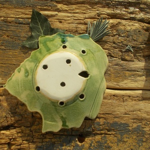 Szappantartó levél mintával. - otthon & életmód - fürdőszoba - szappantartó - Meska.hu