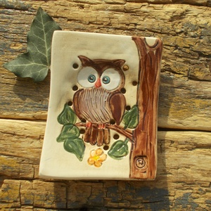 Baglyos szappantartó - Meska.hu