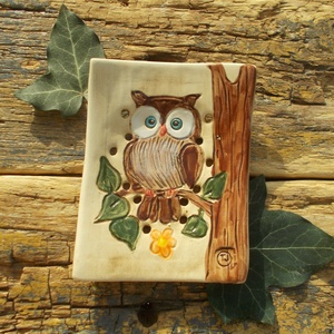 Baglyos szappantartó - Meska.hu