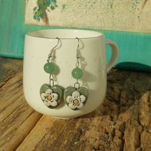 Virágos fülbevaló - ékszer - fülbevaló - lógó fülbevaló - Meska.hu