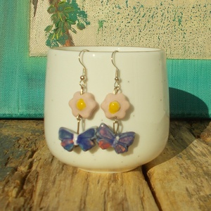 Pillangós fülbevaló - ékszer - fülbevaló - lógó fülbevaló - Meska.hu