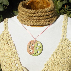 Zöld-rózsaszín nyaklánc - Meska.hu