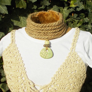 Zöld nyaklánc, Ékszer, Nyaklánc, Medálos nyaklánc, Ékszerkészítés, Kerámia, MESKA