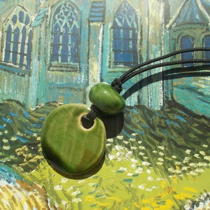 Zöld nyaklánc, Ékszer, Nyaklánc, Medálos nyaklánc, Ékszerkészítés, Kerámia, MESKA