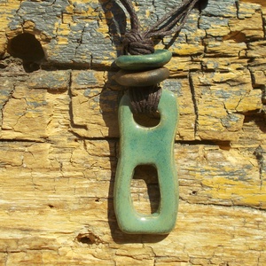 Türkiz-barna nyaklánc - ékszer - nyaklánc - medálos nyaklánc - Meska.hu