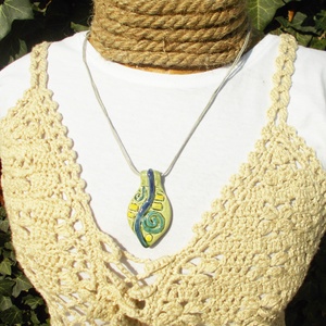 Rátétes nyaklánc, Ékszer, Nyaklánc, Medálos nyaklánc, Ékszerkészítés, Kerámia, MESKA