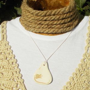 Virágos nyaklánc, Ékszer, Nyaklánc, Medálos nyaklánc, Ékszerkészítés, Kerámia, MESKA