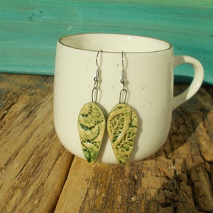 Antikolt zöld fülbevaló - ékszer - fülbevaló - lógó fülbevaló - Meska.hu