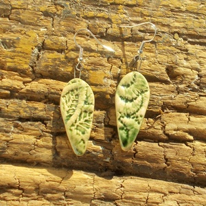 Antikolt zöld fülbevaló - ékszer - fülbevaló - lógó fülbevaló - Meska.hu