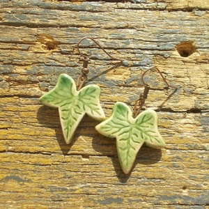 Borostyán leveles  fülbevaló - ékszer - fülbevaló - lógó fülbevaló - Meska.hu