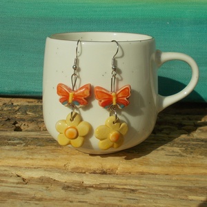 Pillangós fülbevaló, Ékszer, Fülbevaló, Lógó fülbevaló, Ékszerkészítés, Kerámia, MESKA